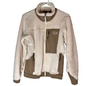 Mountain Hardwear cream and tan sherpa zip up coat S